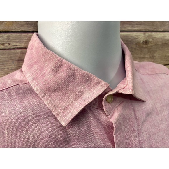 Peter Millar Linen Short sleeve button up shirt Pink 29x24 - Picture 8 of 10